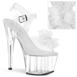 ADORE-708BFL 7 Inch Heel Clear and White Pole Dancing Shoes