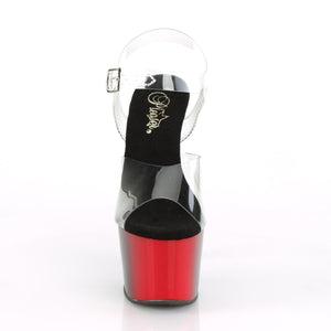 ADORE-708BR 7" Heel Clear/Red-Black Pole Dancer Shoes