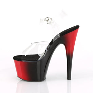 ADORE-708BR 7" Heel Clear/Red-Black Pole Dancer Shoes