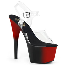 Load image into Gallery viewer, ADORE-708BR 7&quot; Heel Clear/Red-Black Pole Dancer Shoes