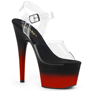 ADORE-708BR-H 7" Heel Clear Black Red Strippers Sexy Shoes