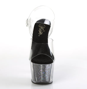 ADORE-708CG Clear Black Confetti Glitter Stripper Sexy Shoes