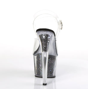 ADORE-708CG Clear Black Confetti Glitter Stripper Sexy Shoes