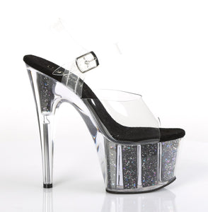 ADORE-708CG Clear Black Confetti Glitter Stripper Sexy Shoes