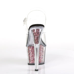 ADORE-708CG 7" Clear and Pink Confetti Strippers Sexy Shoes