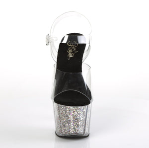 ADORE-708CG Clear Silver Confetti Glitter Stripper Sexy Shoes