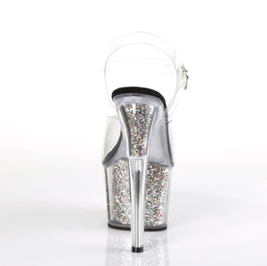 ADORE-708CG Clear Silver Confetti Glitter Stripper Sexy Shoes