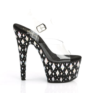 ADORE-708DIAMOND 7 Inch Heel Clear Black Strippers Sexy Shoe