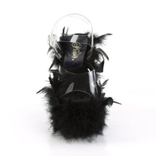 Load image into Gallery viewer, ADORE-708F 7&quot; Heel Clear Black Marabou Feather Sexy Shoes