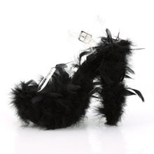 Load image into Gallery viewer, ADORE-708F 7&quot; Heel Clear Black Marabou Feather Sexy Shoes