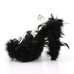 ADORE-708F 7" Heel Clear Black Marabou Feather Sexy Shoes