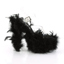 Load image into Gallery viewer, ADORE-708F 7&quot; Heel Clear Black Marabou Feather Sexy Shoes