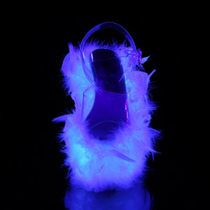 ADORE-708F Clear White Marabou Feather Strippers Sexy Shoe