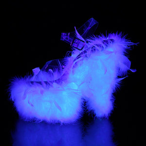 ADORE-708F Clear White Marabou Feather Strippers Sexy Shoe