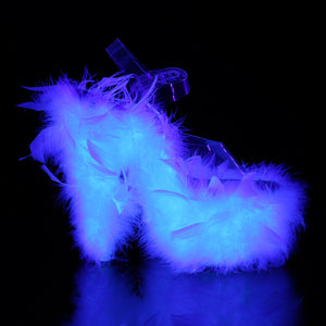 ADORE-708F Clear White Marabou Feather Strippers Sexy Shoe