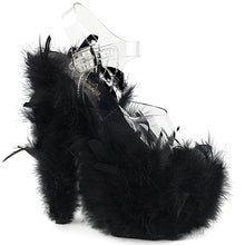 Load image into Gallery viewer, ADORE-708F 7&quot; Heel Clear Black Marabou Feather Sexy Shoes