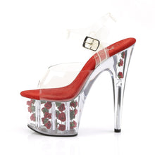 Load image into Gallery viewer, ADORE-708FL 7&quot; Heel Clear Red Flowers Exotic Dancer Shoes