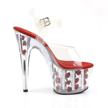 Load image into Gallery viewer, ADORE-708FL 7&quot; Heel Clear Red Flowers Exotic Dancer Shoes