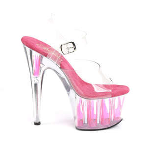 ADORE-708FLM 7" Heel Clear and Hot Pink Exotic Dancer Shoes