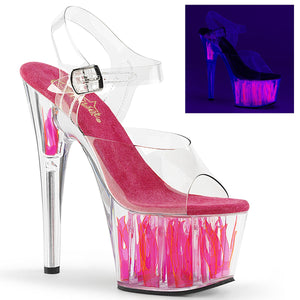 ADORE-708FLM 7" Heel Clear and Hot Pink Exotic Dancer Shoes