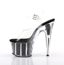 Load image into Gallery viewer, ADORE-708G 7&quot; Heel Clear Black Glitter Exotic Dancer Shoes