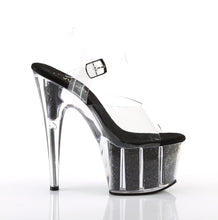 Load image into Gallery viewer, ADORE-708G 7&quot; Heel Clear Black Glitter Exotic Dancer Shoes