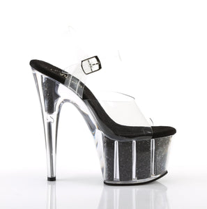 ADORE-708G 7" Heel Clear Black Glitter Exotic Dancer Shoes