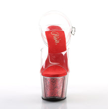 Load image into Gallery viewer, ADORE-708G 7&quot; Heel Clear and Red Glitter Exotic Dancer Shoes