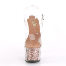 Load image into Gallery viewer, ADORE-708G Sexy 7&quot; Heel Clear Rose Gold Glitter Sexy Shoes