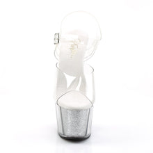 Load image into Gallery viewer, ADORE-708G Pleaser Sexy 7&quot; Heel Clear Silver Glitter Shoes