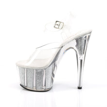 Load image into Gallery viewer, ADORE-708G Pleaser Sexy 7&quot; Heel Clear Silver Glitter Shoes