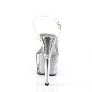 ADORE-708G Pleaser Sexy 7" Heel Clear Silver Glitter Shoes