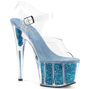 ADORE-708G Sexy Clear Turquoise Glitter Inserts Sexy Shoes