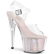 Load image into Gallery viewer, ADORE-708G 7&quot; Heel Clear and Opal Glitter Exotic Dancer Shoe