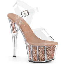 Load image into Gallery viewer, ADORE-708G Sexy 7&quot; Heel Clear Rose Gold Glitter Sexy Shoes