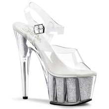 Load image into Gallery viewer, ADORE-708G Pleaser Sexy 7&quot; Heel Clear Silver Glitter Shoes