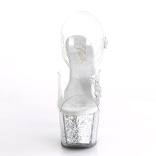 Load image into Gallery viewer, ADORE-708GTG Sexy 7&quot; Heel Clear Silver Glitter Sexy Shoes