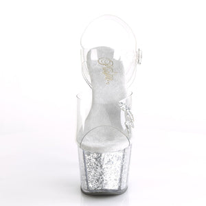 ADORE-708GTG Sexy 7" Heel Clear Silver Glitter Sexy Shoes