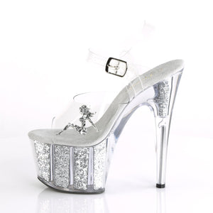 ADORE-708GTG Sexy 7" Heel Clear Silver Glitter Sexy Shoes