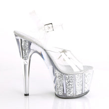 Load image into Gallery viewer, ADORE-708GTG Sexy 7&quot; Heel Clear Silver Glitter Sexy Shoes