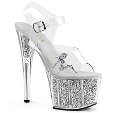 Load image into Gallery viewer, ADORE-708GTG Sexy 7&quot; Heel Clear Silver Glitter Sexy Shoes