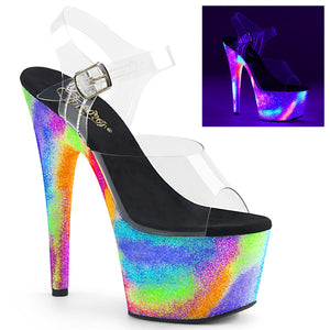 ADORE-708GXY Sexy 7Inch Clear Neon Galaxy Glitter Sexy Shoes