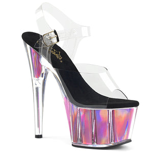 ADORE-708HGI Sexy 7" Heel Clear and Pink Pole Dancing Shoes