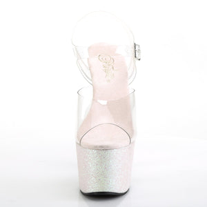 ADORE-708HMG Sexy 7" Heel Clear Opal Glitter Pole Shoes