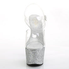 Load image into Gallery viewer, ADORE-708HMG Sexy 7&quot; Heel Clear Silver Glitter Pole Shoes