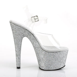 ADORE-708HMG Sexy 7" Heel Clear Silver Glitter Pole Shoes