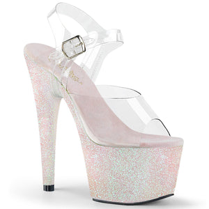 ADORE-708HMG Sexy 7" Heel Clear Opal Glitter Pole Shoes