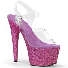 Load image into Gallery viewer, ADORE-708HMG Sexy 7&quot; Heel Clear Purple Glitter Pole Shoes