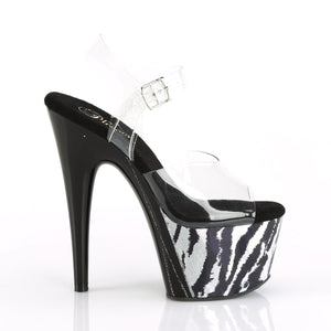 ADORE-708HP-2 Sexy Heels Clear Black Silver Pole Dance Shoes