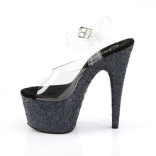 Load image into Gallery viewer, ADORE-708LG 7&quot; Heel Clear Black Glitter Sexy Sandals